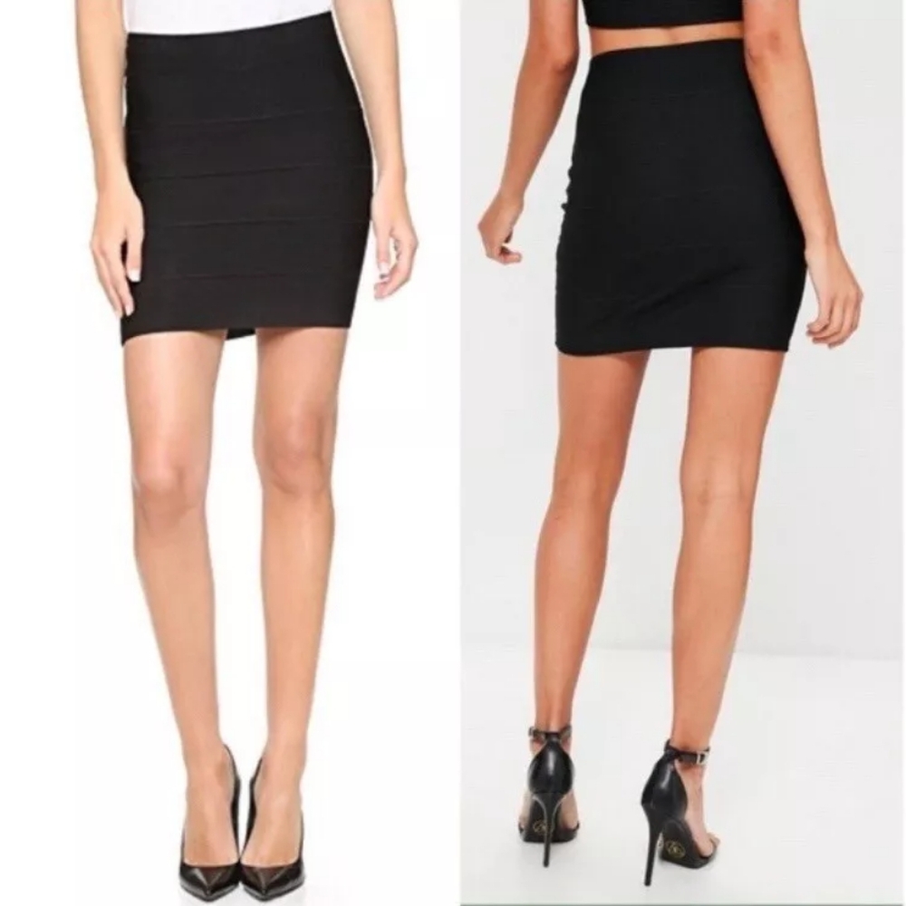NWOT ♥︎ BCBG MAXAZRIA ♥︎ Simone Black Power Bodycon Mini Bandage Skirt Size XS
